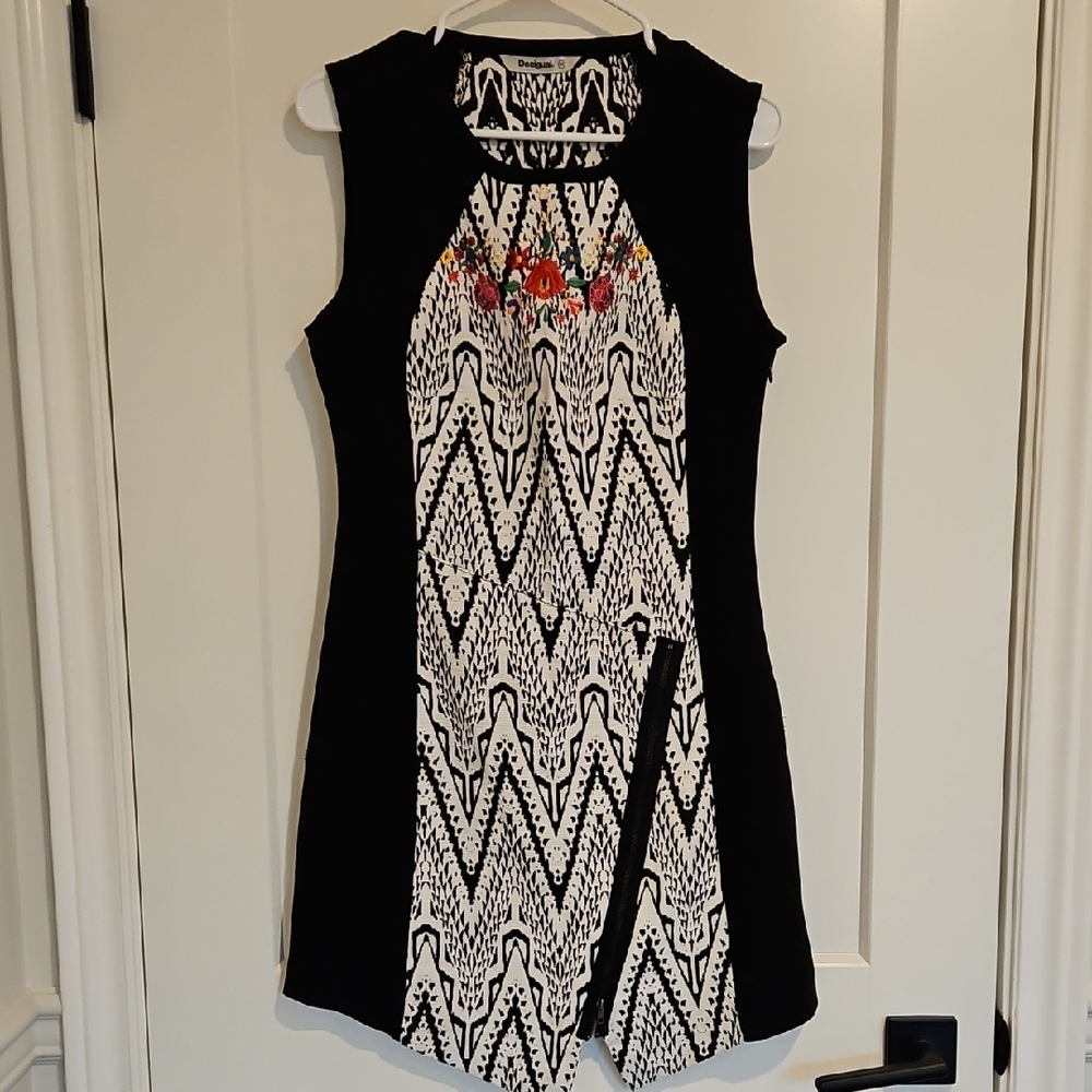 Desigual Sleeveless Dress with Floral Embroidery Detail